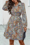 Papel Printed Long Sleeved Shirt Dress