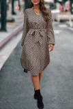 V-Neck Printed Long Sleeved Dress