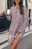 Ethnic Style Long Sleeved Printed Dress