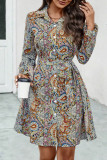 Papel Printed Long Sleeved Shirt Dress