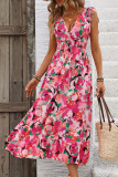 Sleeveless V-Neck Printed Dress