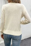 Solid Color Round Neck Long Sleeved Hollow Sweater