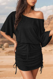 Short Sleeved Casual One Shoulder Dress