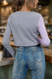 V-Neck Contrast Splicing Knitted Cardigan