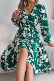 Flower Print Ruffle Long Sleeved Dress