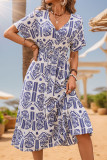 Ethnic Style Short Sleeved Printed Dress