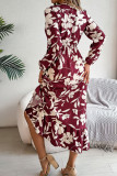 Flower Print Ruffle Long Sleeved Dress