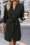 Solid Color Long Sleeved Lace Up Cardigan Dress