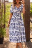 Ethnic Style Short Sleeved Printed Dress