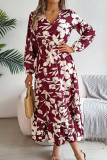 Flower Print Ruffle Long Sleeved Dress
