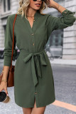Solid Color Long Sleeved Lace Up Cardigan Dress