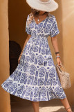 Ethnic Style Short Sleeved Printed Dress