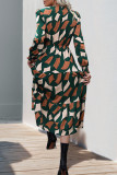 Geometry Versatile V-Neck Long Sleeve Dress