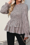 Leopard Print Lotus Leaf Long Sleeved Shirt