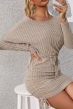 Leisure High Waisted Bat Long Sleeved Dress