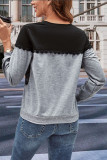 Lace Round Neck Long Sleeved Sweatshirt