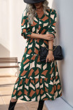 Geometry Versatile V-Neck Long Sleeve Dress