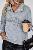 V-Neck Long Sleeved Letter Pullover Hoodie