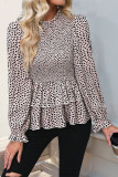 Leopard Print Lotus Leaf Long Sleeved Shirt
