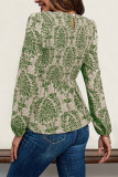 Round Neck Long Sleeved Printed Top