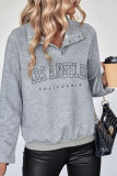 V-Neck Long Sleeved Letter Pullover Hoodie