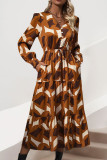 Geometry Versatile V-Neck Long Sleeve Dress
