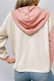 Casual Long Sleeved Contrasting Hooded Top