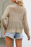Hollow V-Neck Knitted Sweater Cardigan