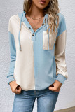 Casual Long Sleeved Contrasting Hooded Top