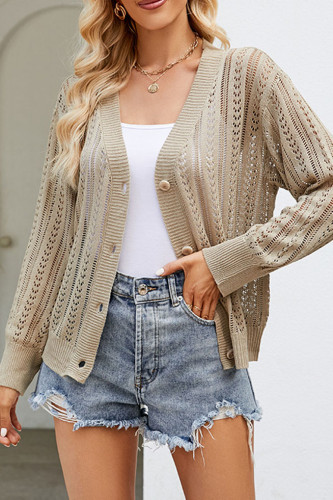 Hollow V-Neck Knitted Sweater Cardigan