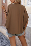 Bat Sleeve Solid Color V-Neck Shirts