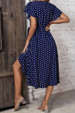 V-Neck Polka Dot Print Dress