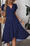 V-Neck Polka Dot Print Dress