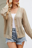 Hollow V-Neck Knitted Sweater Cardigan