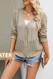 Hollow V-Neck Knitted Sweater Cardigan