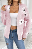 Flower Print Long Sleeved Cardigan Sweater