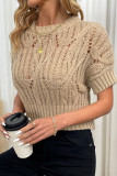 Short Sleeve Transparent Knitted Pullover Sweater