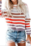 Striped Round Neck Long Sleeved Sweater