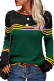 Striped Round Neck Knitted Sweater
