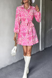 Lapel Button Long Sleeved Dress