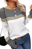 Striped Round Neck Knitted Sweater