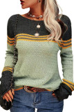 Striped Round Neck Knitted Sweater