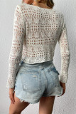 Long Sleeved Knitted Mesh Knot Top