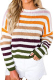 Striped Round Neck Long Sleeved Sweater