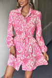 Lapel Button Long Sleeved Dress