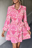 Lapel Button Long Sleeved Dress