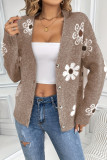 Flower Print Long Sleeved Cardigan Sweater