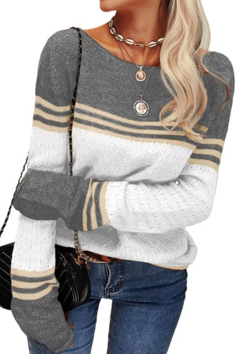 Striped Round Neck Knitted Sweater
