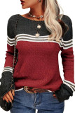 Striped Round Neck Knitted Sweater