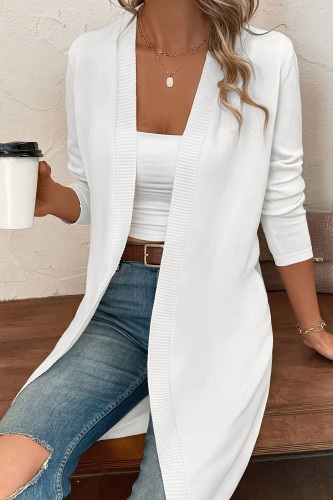 Solid Color Long Sleeved Knitted Cardigan